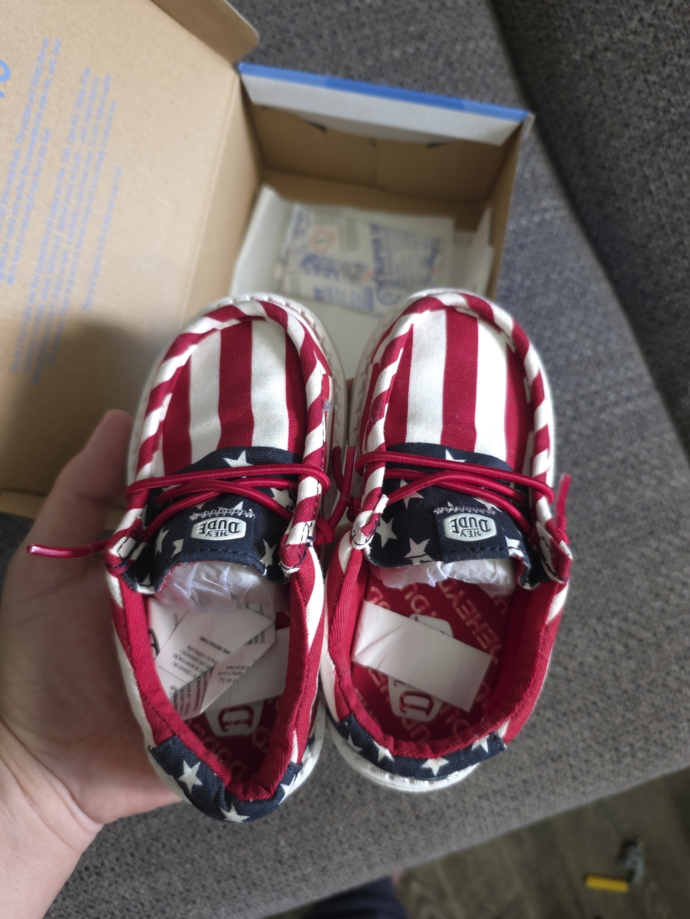 Hey Dude Kids Americana Flag Slip-On Shoe in Red, White & Blue Toddler Size 8 - Picture 5 of 6